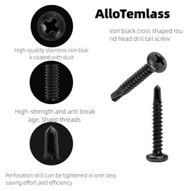 AlloTemlass 100 Pcs Black Pan Head RV Screws #8x1(25 mm) | Self-Tapping, Quad Drive, Stainless Steel | for RV/Trailer Interior/Exterior Repair & OEM Use
