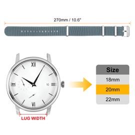 sourcing map Elastic Nylon Watch Band 20mm One-Piece French Watch Strap Waterproof Replacement Wristwatch Strap with Silver Buckle for Men Women, Grey