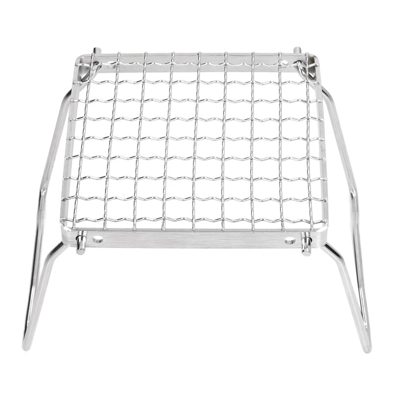 Portable Campfire Grill Silver Mini Folding Grill Rack Stainless Steel