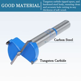 QUARKZMAN 1 x 23 mm Forstner Drill Tungsten Carbide Wood Hole Saw Auger Opener for Furniture Plastic Door Hinge Blue Grey