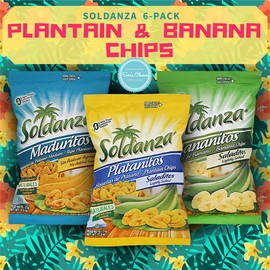 Journey of Snacks "International Snack" Soldanza Plantain Chips Variety Pack 2.5oz (Pack of 6) (3 Mix)