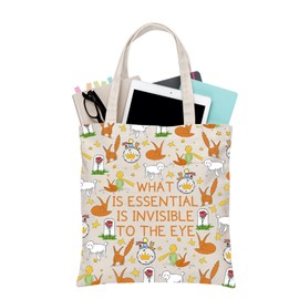 BDPWSS Little Prince Tote Bag Little Prince Book Lover Gift What Is Essential Is Invisible to The Eye Gift Prince Fans Gift (Invisible to Eye TGCA)