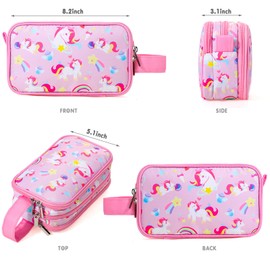 Vipdeal Kids Toiletry Bag for Girls, Travel Toiletry Bag for Little Young Girls Cosmetic Bag Makeup Bag Waterproof Hanging Wash Bag Toddler Toiletries, Unicorn Pink