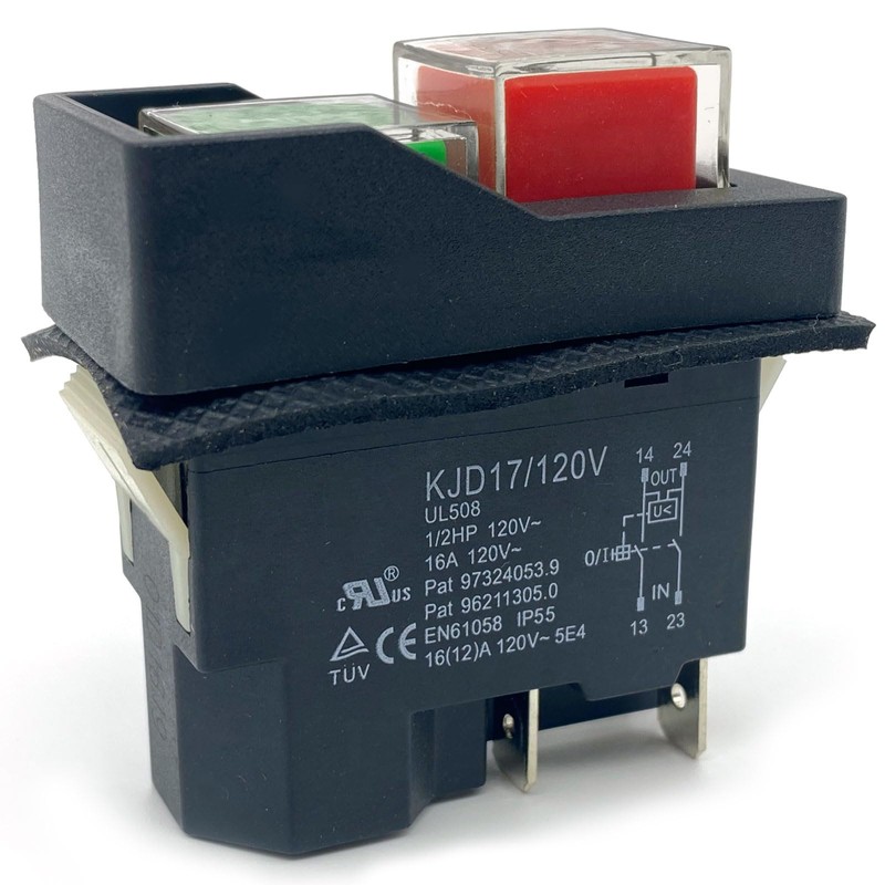 1-Pack KJD17 Electromagnetic Switch - 120V 16A 4-Pin SPDT Push