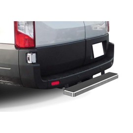 APS iBoard Rear Step Bar 5 inches Silver Compatible with Ford Transit 2015-2020 Full Size Van (Nerf Bars Side Steps Side Bars)
