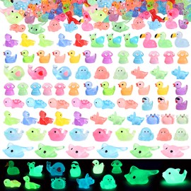 pupuluck Luminous Mini Resin Animals 100Pcs Tiny Resin Animals Glow in The Dark Little Plastic Animal Figures Bulk for Micro Fairy Garden Landscape Accessories Dollhouse Hide Crafts and Garden Decor
