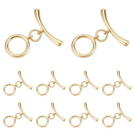 CRAFTYMELODY 10Sets Toggle Clasps 18K Gold Plated Brass T-Bar Closure Clasps with Jump Rings OT Toggle Connectors Findings Accessory for Bracelet Necklace Jewelry Making Supplies DIY Craft