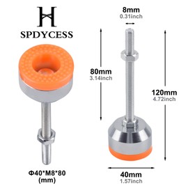 SPDYCESS 4 PCS Furniture Adjustable Feet, M8×80mm×Ø40mm Thread Heavy Duty Carbon Steel Leveling Foot Adjuster Leveller Buffering Floor Protector Reduce Noise for Machine Table Furniture Feet