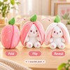 Kawaii Transforming Fruit Bunny Plush Toy, Strawberry and Carrot Rabbit