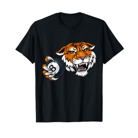 Tiger Angry Pool 8 Ball Billiards Cartoon Character T-Shirt