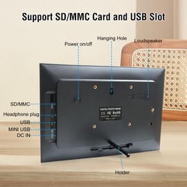 TSITSC 10.1 Inch WiFi Digital Photo Frame, 1280 x 800 HD IPS Touchscreen Electronic Photo Frame with 32 GB Memory, Auto Rotate, Share Photos/Videos Instantly via Frameo App