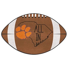 FANMATS 21091 Clemson Tigers Southern Style Football Rug - 20.5in. x 32.5in. | Sports Fan Home Decor Rug and Tailgating Mat