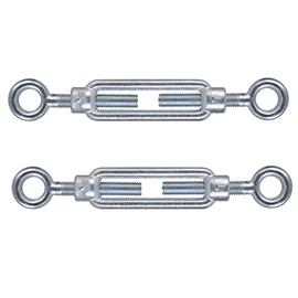 M10 x 125mm Eye & Eye Steel Turnbuckles Wire Tensioner Strainer Closed Hook Threaded Hook (Pack of 2)