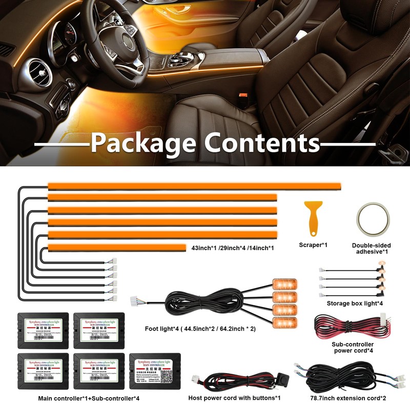 WEBUPAR Acrylic Interior Car Lights, Car Accessories 14 in 1