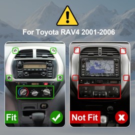 2+32G Android 13 Double Din Car Stereo for Toyota RAV4 2001-2006 with 9 Inch Touchscreen Radio Built-in Wireless Carplay/Android Auto/GPS/Bluetooth/FM/AUX-in/Steering Wheel Controls/Backup Camera