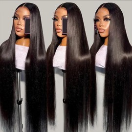 URUNIK 30 Inch 13x4 Straight Lace Front Wigs Human Hair 200 Density Straight HD Lace Front Wigs Human Hair Pre Plucked 13x4 Glueless Frontal Wigs Human Hair for Women