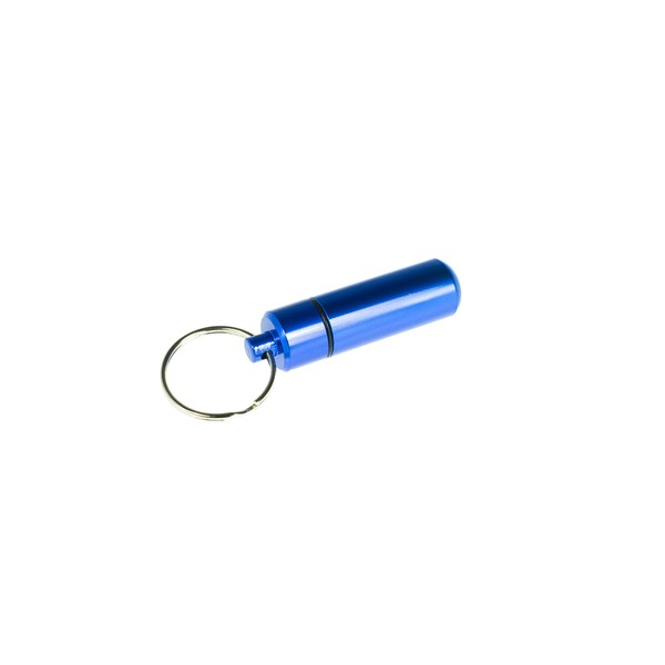 Portapillole portachiavi con anello portachiavi in alluminio blu piccolo