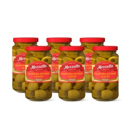 Mezzetta Jalapeno Stuffed Olives, Medium Heat | Gluten Free, Keto | 6 Ounce Drained Weight Jar (Pack of 6)