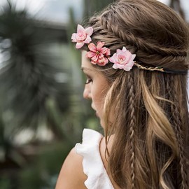 DANRENPANG Flower Crown for Women Girls, Floral Headbands Elastic Boho Hair Wreaths Tiaras for,Suitable Brides, Bridesmaids, Flower Girls, Weddings Elasticity (Set 1, 4PCS)