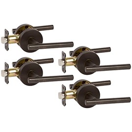 Designers Impressions Kain Design Oil Rubbed Bronze Passage Euro Door Lever Hardware (Hall and Closet), 4 Pack
