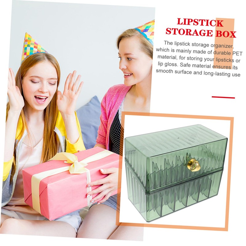 Ciieeo Lipstick Organizer Transparent Dustproof Storage Box for Lip Gloss