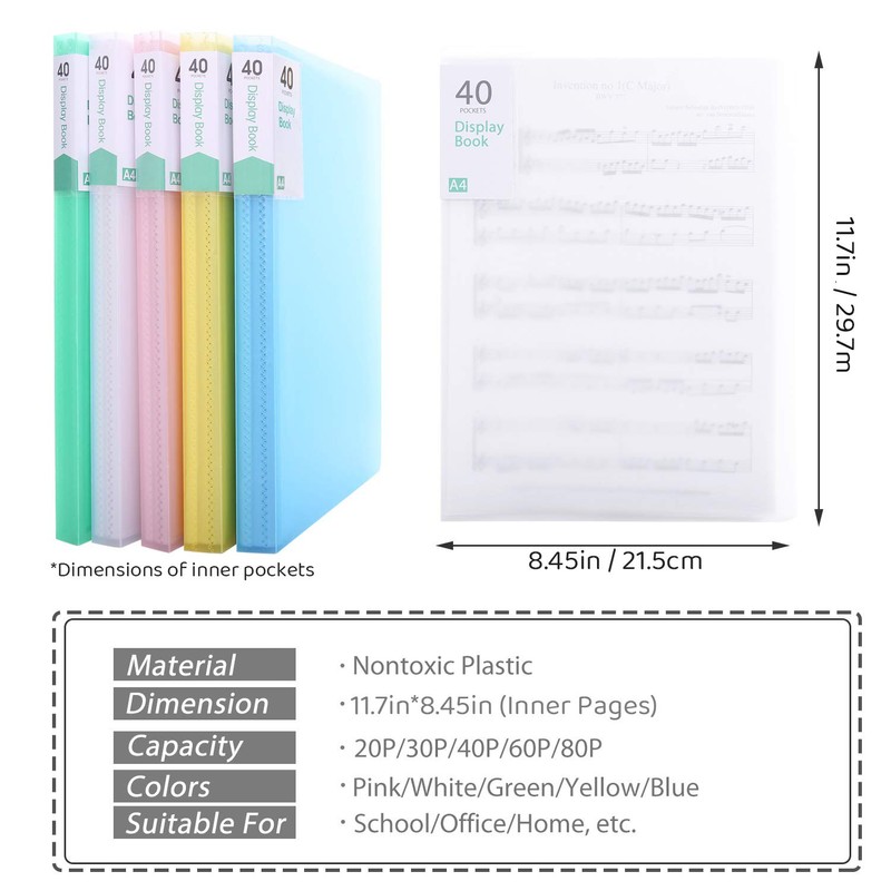 Phyxin 40 Pockets Plastic Presentation Book Portfolio Folder File Folder