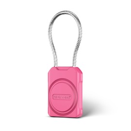 PROfezzion Airtag Holder with Wire Cable, Protective Airtag Case Scratch-Resistant & Waterproof IPX8, Full Cover for Suitcase, Pet Collar, Car Keys, Child's Backpack, Luggage etc (Pink)
