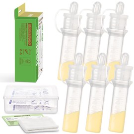 haakaa Colostrum Collector with Storage Case Set, Included 1 pc Reusable Cotton Wipe and Storage Box (0.1oz/4ml, 6 pcs)