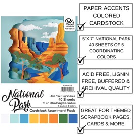Accent Design Paper Accents Cardstock Variety Pack 5x7" 40 Sheets – National Park Colored Cardstock, Card Stock, Construction Paper for Scrapbooking, DIY, and Art Projects