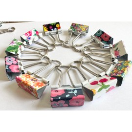 25mm Assorted Flower Design Metal Binder Foldback Clips Bulldog/Paper Clips/Binder Clips File Paper Money Receipts File Clamps, Planner Organiser Office, Store, Kitchen Multifunction (40)