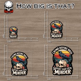 Crows Before Bros Support Your Local Murder Sticker or Magnet Decal Retro Crow Skull Waterproof Vinyl Sticker for Bumper Water Bottle Car Fridge Laptop