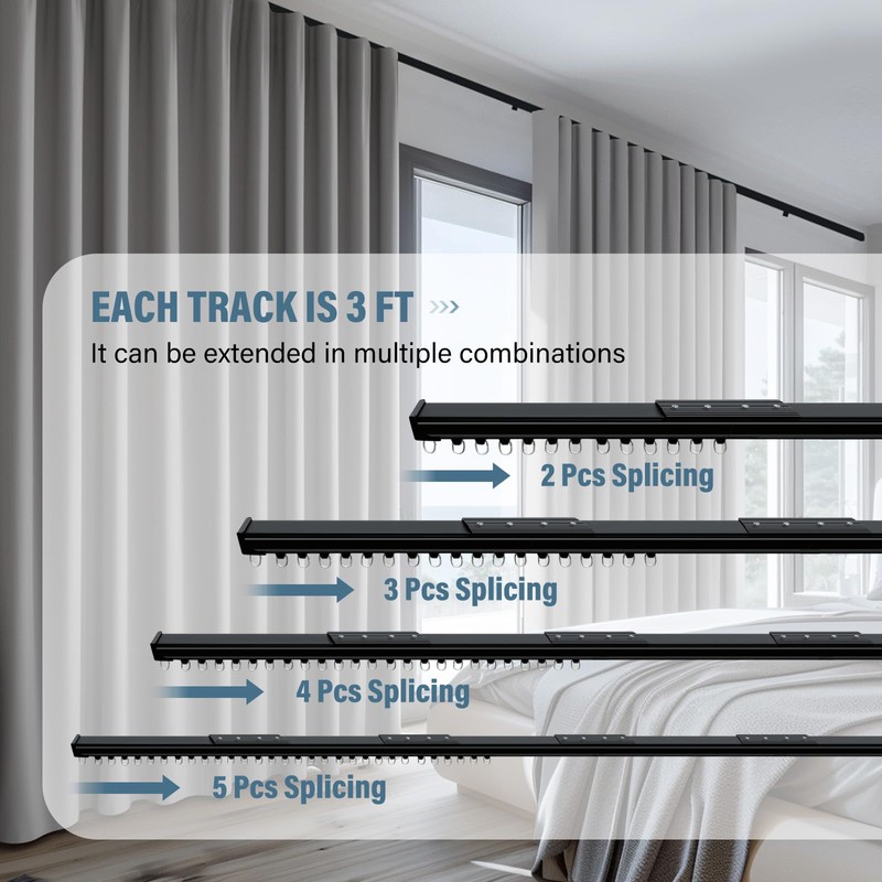 Hoeflife Ceiling Curtain Track Ceiling Mount Curtain Rail Ceiling Track