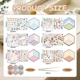 6 Set Sticker Scene Sticker 3D Scene Stickers 3D House DIY Set Fun to Release Stress Pass The Time Claw Machine Convenience Store Ancient Inn Amusement Park Shop Room Sticker