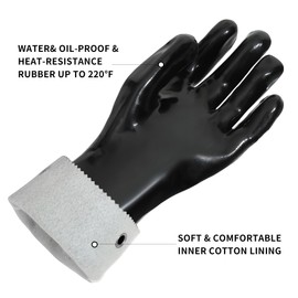 Insulated BBQ Gloves Heat Resistant/Flexible/No Stiff/Easy to Grip/No Smell/Food Grade，for Grill/Smoker/Cooking/Pit/Barbecue,Waterproof Grilling Gloves,Meat Gloves 2-Pair Pack