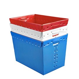 Multi Color Plastic Storage Totes and Stackable Storage Bins - Industrial Strength Containers for Organizing at the Office and Home - Holds Up To 80 Lbs - 23" x 15" x 16" - Pack of 3