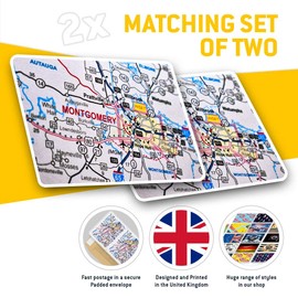 Rectangle Stickers (Set of 2) 10cm - Montgomery Alabama America USA Travel Map Decals for Laptops,Tablets,Luggage,Scrap Booking,Fridges, 45773