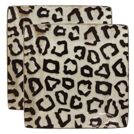 Ebros Animal Wildlife Safari Grasslands Lightning Predator Giant Cat Cheetah Prints Abstract Art Large Square Dinner Plate Set of 2 10.75" Plates Dishwasher Microwave Safe Dinnerware Dishes