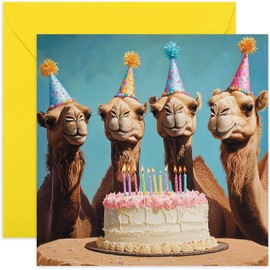 Funny Camel Birthday Greeting Cards for Men and Women - Photo Artwork Birthday Cards - For Dad Mum Son Brother Uncle - Cute Silly Birthday Card | Blank Inside with envelope