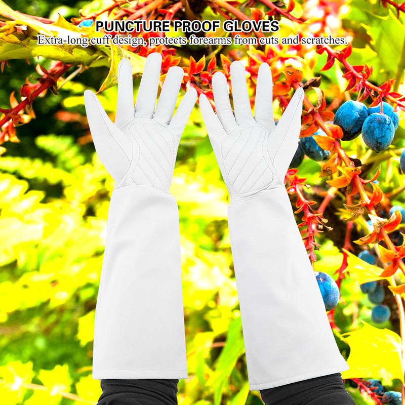 Rose Pruning Gardening Leather Gloves Wearproof Puncture Proof Long Work