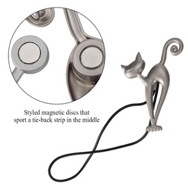 Magnetic Curtain Holders, 2 Pieces Metal Cat Shape Clip Curtain Holder Accessories Holdback Holder for Window Curtains