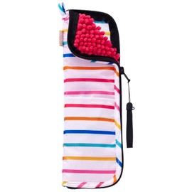 Yamazaki Sangyo 177332 Casa Case, Folding Umbrella, SUSU, Antibacterial, Colorful Border Pattern, Tropical Pink, Supports Up to 9.4 inches (24 cm)