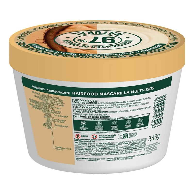 Garnier Fructis Hair Food Cacao Mascarilla Pelo Rizado 350ml