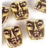 10 Meditator Pray Face Head Beads Antique Gold Pewter Spiritual 12x10mm