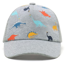 JANGANNSA Children's Baseball Cap Dinosaur Horn Summer UV Children's Hat for Boys Girls 0-8 Years, Grey dinosaur + grey