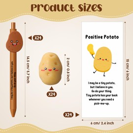 Sayglossy 24 Set Inspirational Potato Gifts Bulk Valentine's Day Employee Appreciation Team Motivational Pen Positive Thank You Card Bookmark for Women Boss Men Volunteer Galentines Party Favors