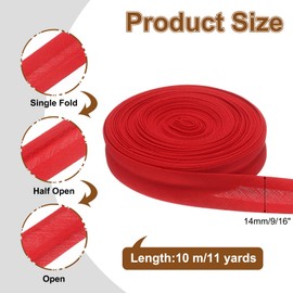 uxcell 11 Yards Single Fold Bias Tape 9/16 Inch Sewing Bias Tape Seam Binding Tape Hemming Tape for Sewing Carpet Edges, DIY Crafts, Seaming, Piping, Quilting, Red