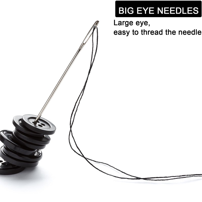 KYUEWRT 25 Large Eye Embroidery Needles, 5 Sizes Big Eye