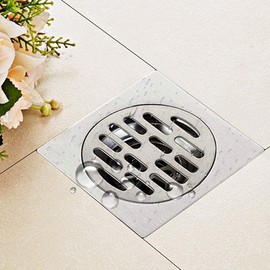 Yosoo Thick Stainless Steel Floor Trap Square Shower Drain Anti-Odor for Bathroom 100 x 100 mm (Style: #2)