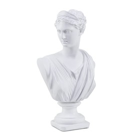 13.8 Inch Classic Greek White Athena Woman Bust Statue, Home Décor Large Resin Roman Goddess Sculpture (White Anna)