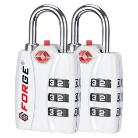 Forge Luggage Locks TSA Approved Locks, Small TSA Locks with Zinc Alloy Body, Open Alert, Easy Read Dials, for Travel Suitcase, Bag, Backpack, Cases, Lockers. White 2 Locks.